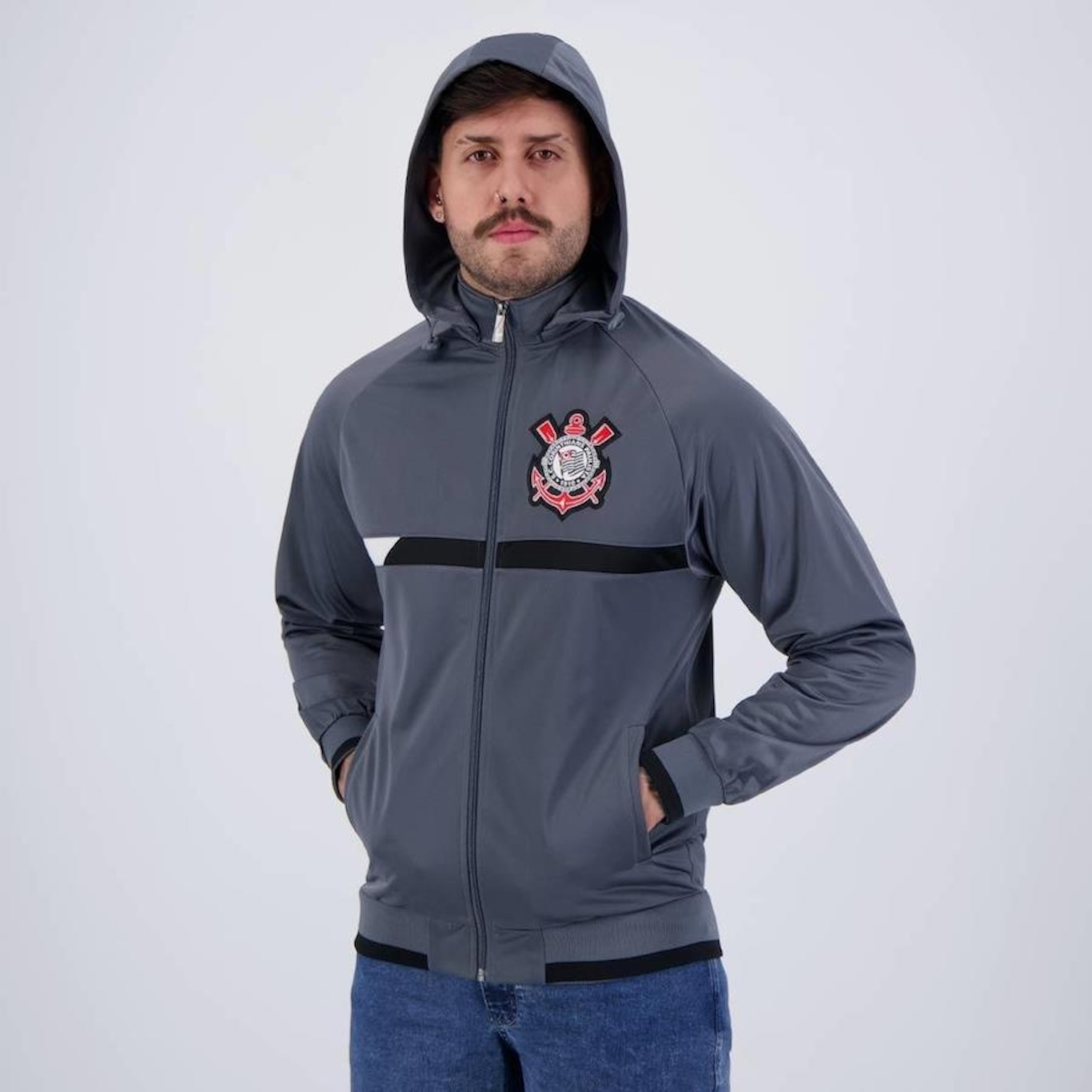 Jaqueta com Capuz Corinthians Trilobal - Masculina - Foto 2