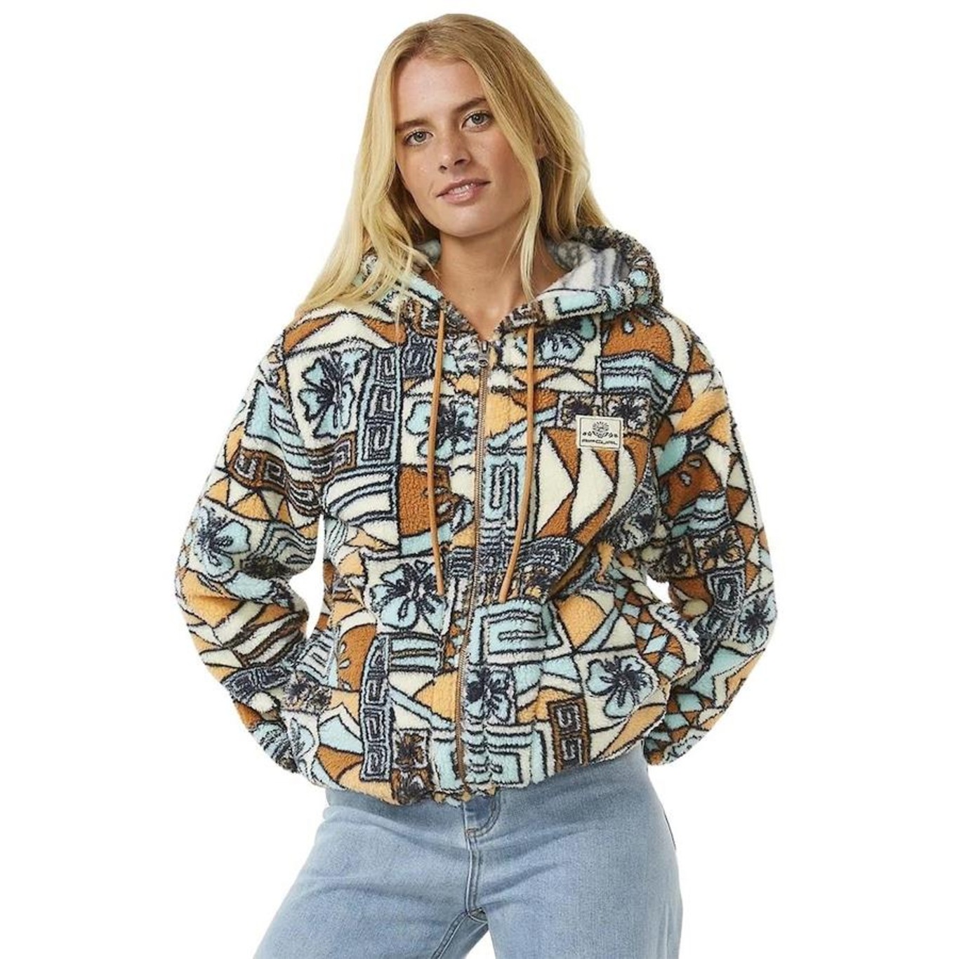 Blusão de Moletom Rip Curl Block Party Printed Fleece Dusty Blue - Feminino - Foto 2