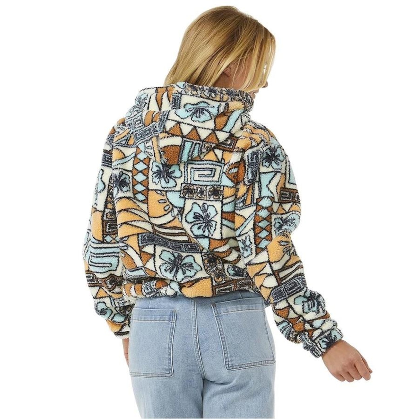 Blusão de Moletom Rip Curl Block Party Printed Fleece Dusty Blue - Feminino - Foto 4