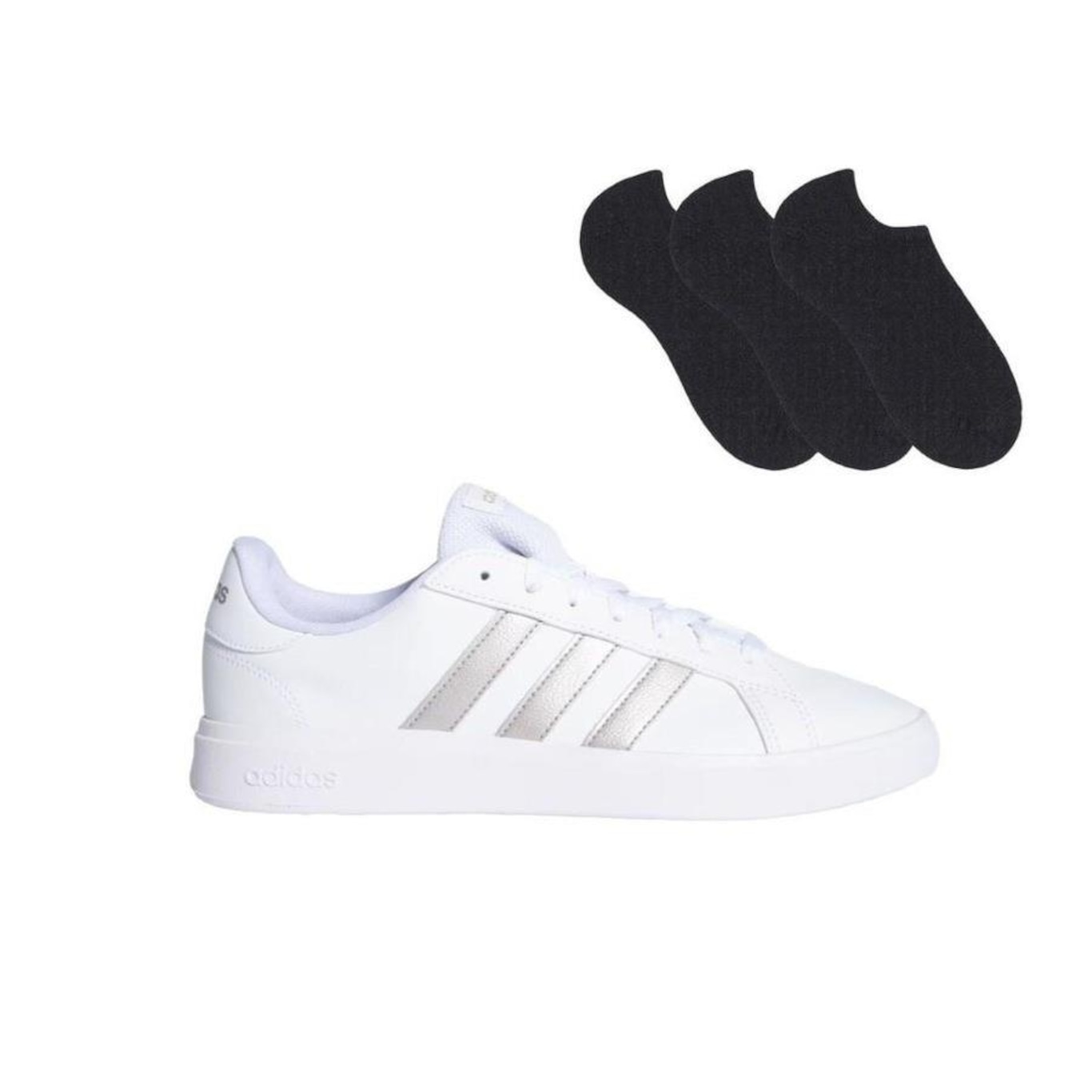 Kit Tênis adidas Grand Court Base 2.0 Feminino + 3 Pares de Meias - Foto 1