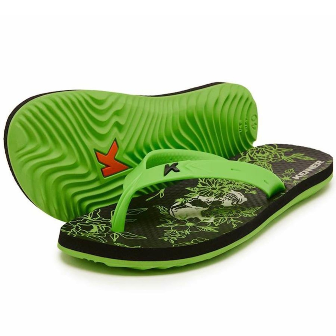 Chinelo Kenner Summer Caveira Floral - Masculino - Foto 1