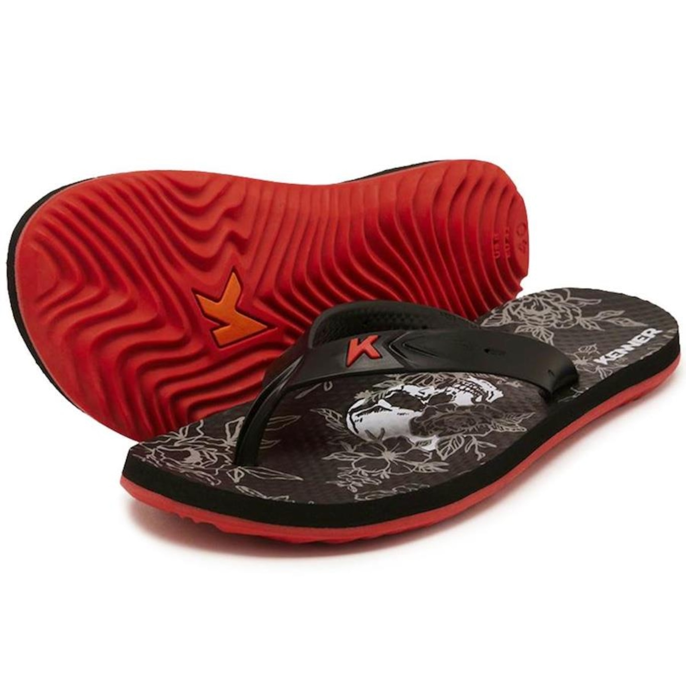 Chinelo Kenner Summer Caveira Floral - Masculino - Foto 1