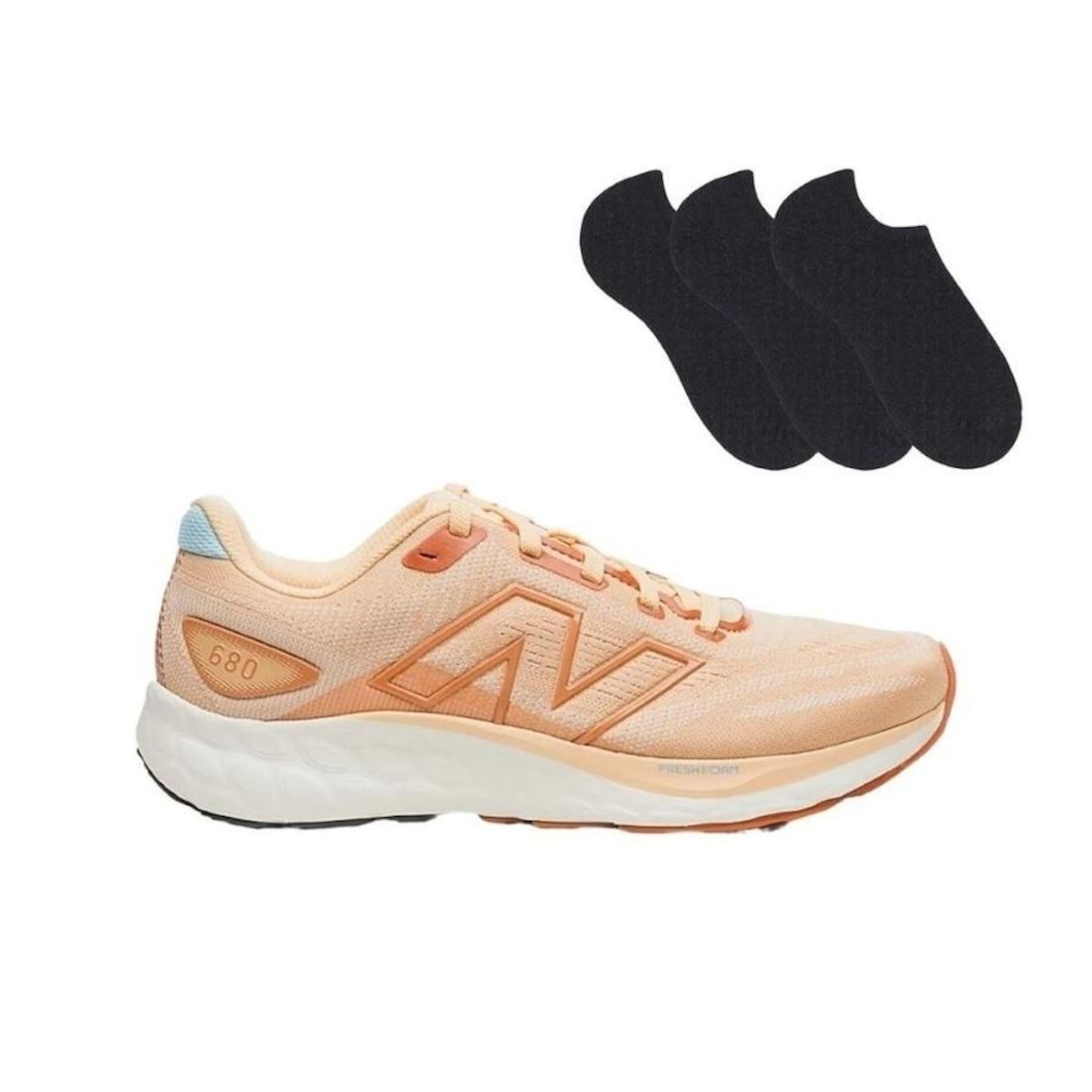 Kit Tênis New Balance Fresh Foam 680 V8 Feminino + 3 Pares de Meias - Foto 1