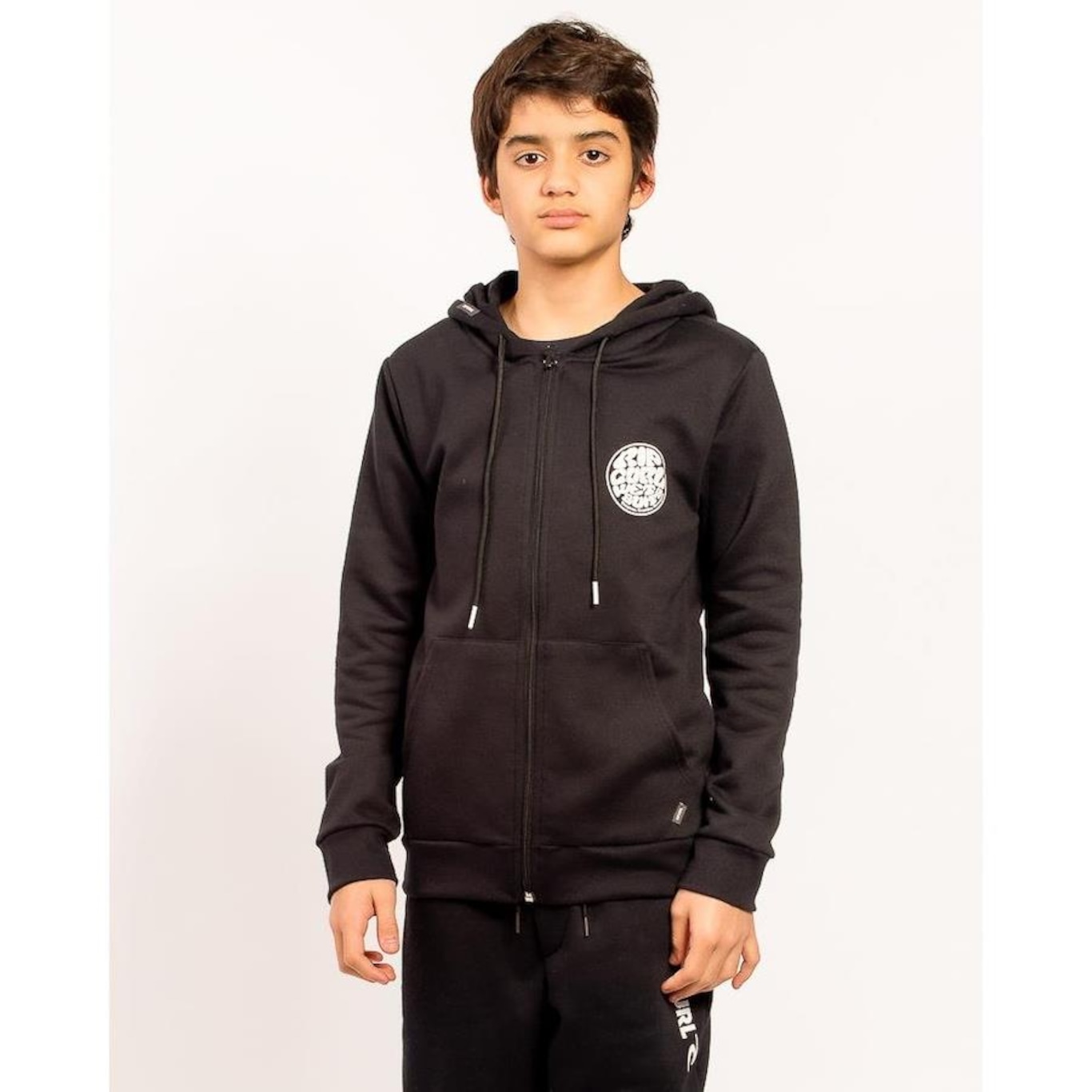 Blusão de Moletom com Capuz Rip Curl Round Logo - Infantil - Foto 1