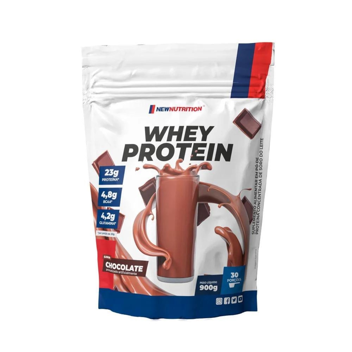 Whey Protein New Nutrition - Chocolate - 900g - Foto 1