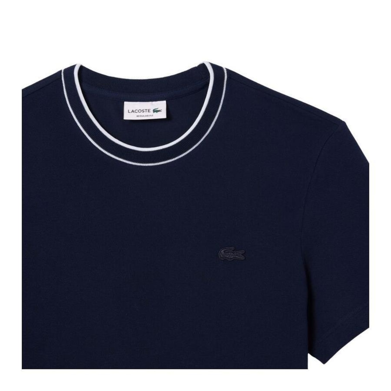 Camiseta Lacoste de Piqué Com Gola Listrada em Stretch - Masculina - Foto 5