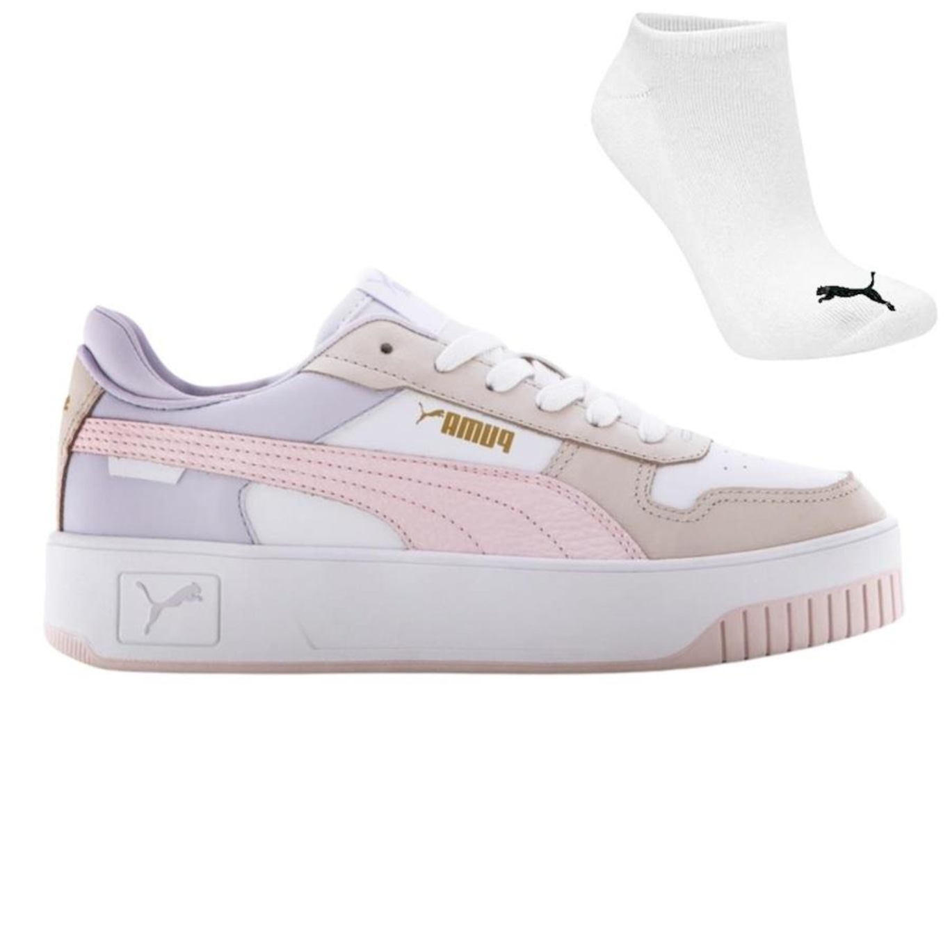 Kit Tênis Puma Carina Street Bdp + Meia - Feminino - Foto 1