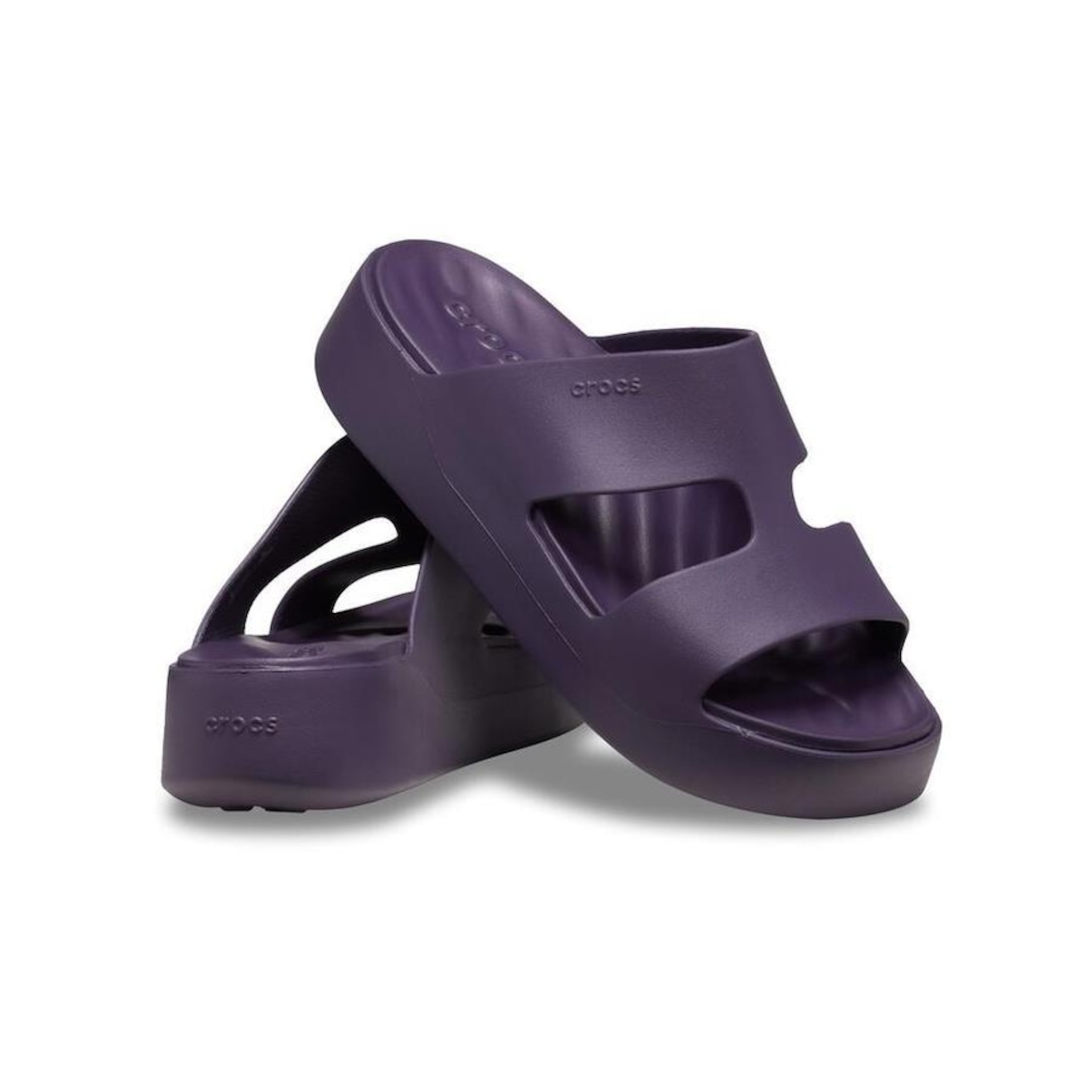 Sandália Crocs Getaway Platform H-Strap Dark Iris - Feminino - Foto 4