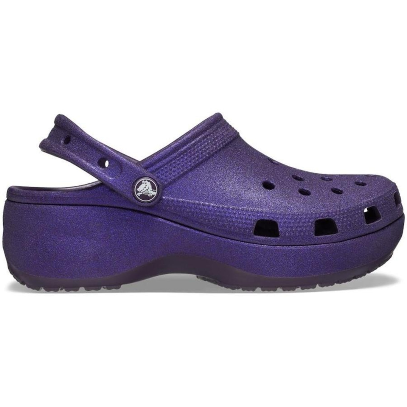 Sandália Crocs Plataform Glitter Clog  Dark Iris - Feminino - Foto 1