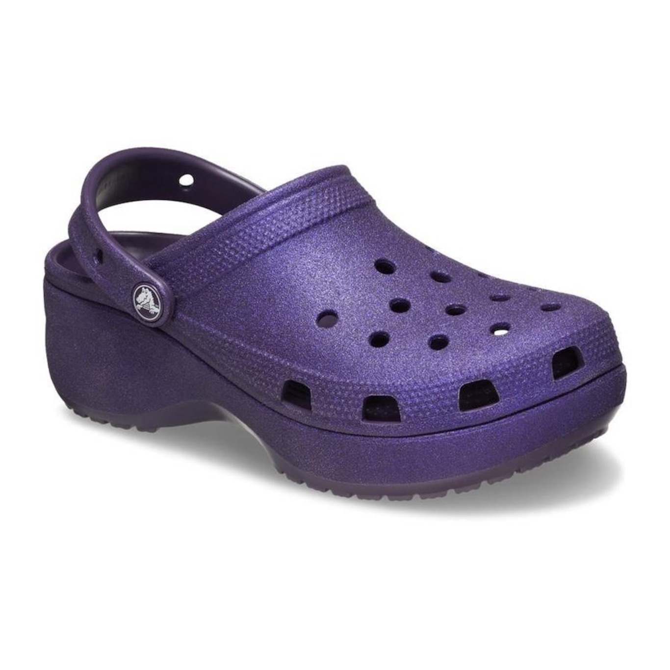 Sandália Crocs Plataform Glitter Clog  Dark Iris - Feminino - Foto 2