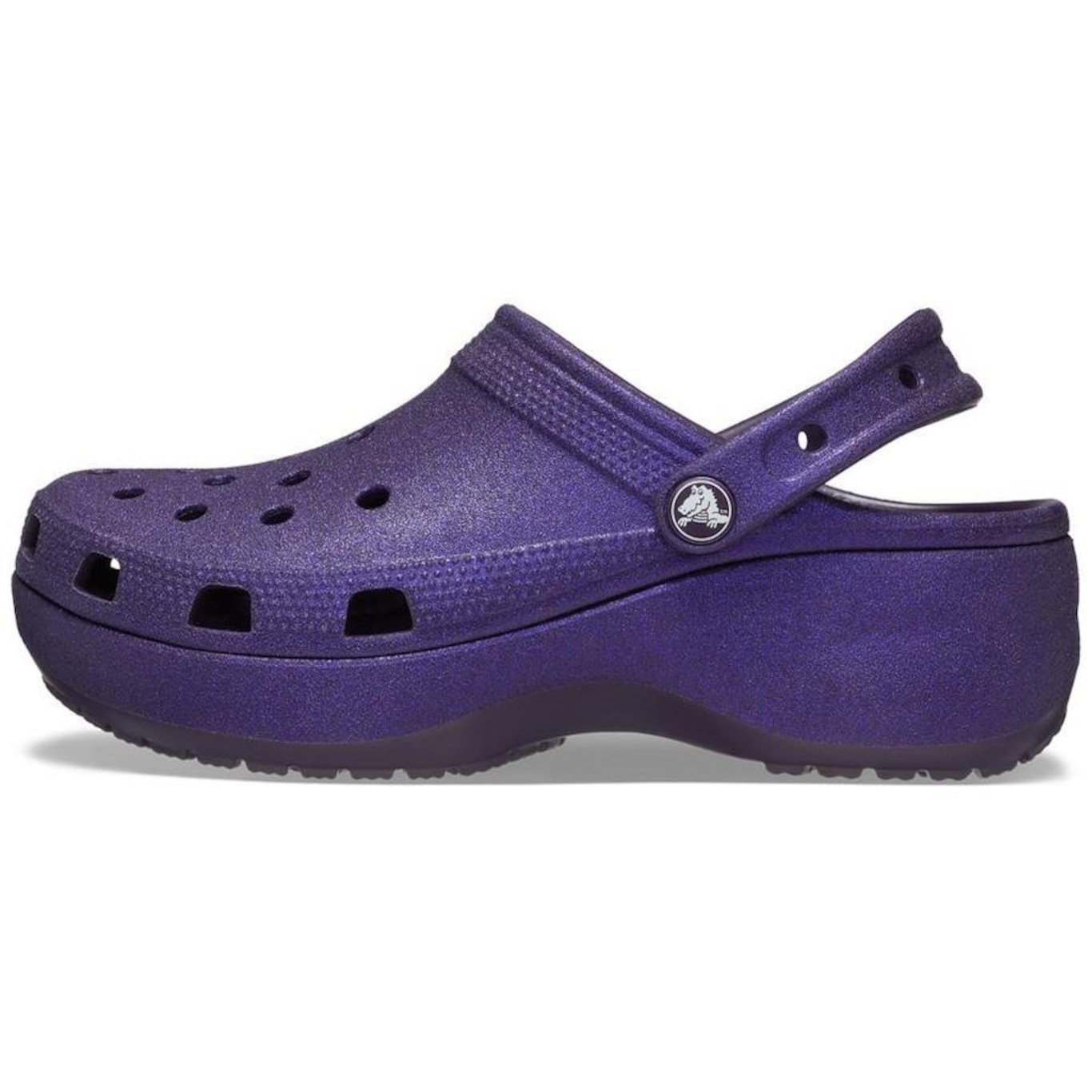 Sandália Crocs Plataform Glitter Clog  Dark Iris - Feminino - Foto 3