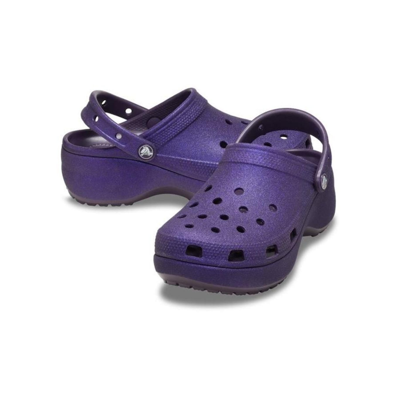 Sandália Crocs Plataform Glitter Clog  Dark Iris - Feminino - Foto 4