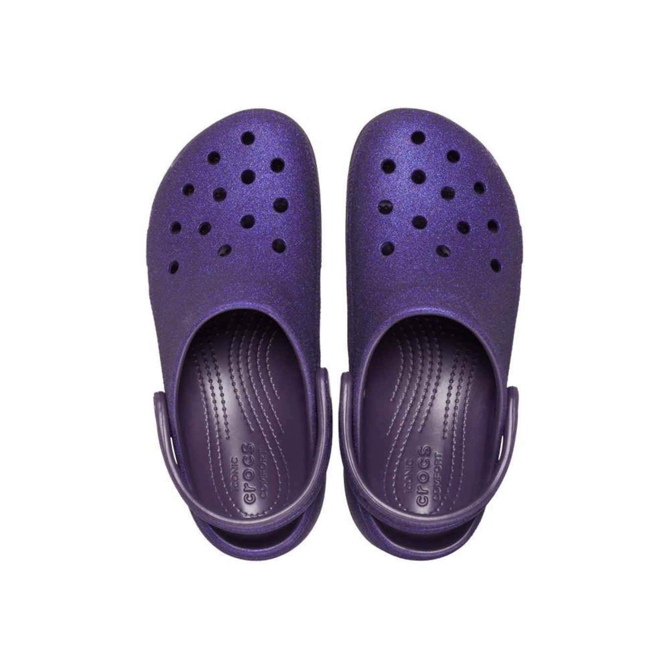 Sandália Crocs Plataform Glitter Clog  Dark Iris - Feminino - Foto 5