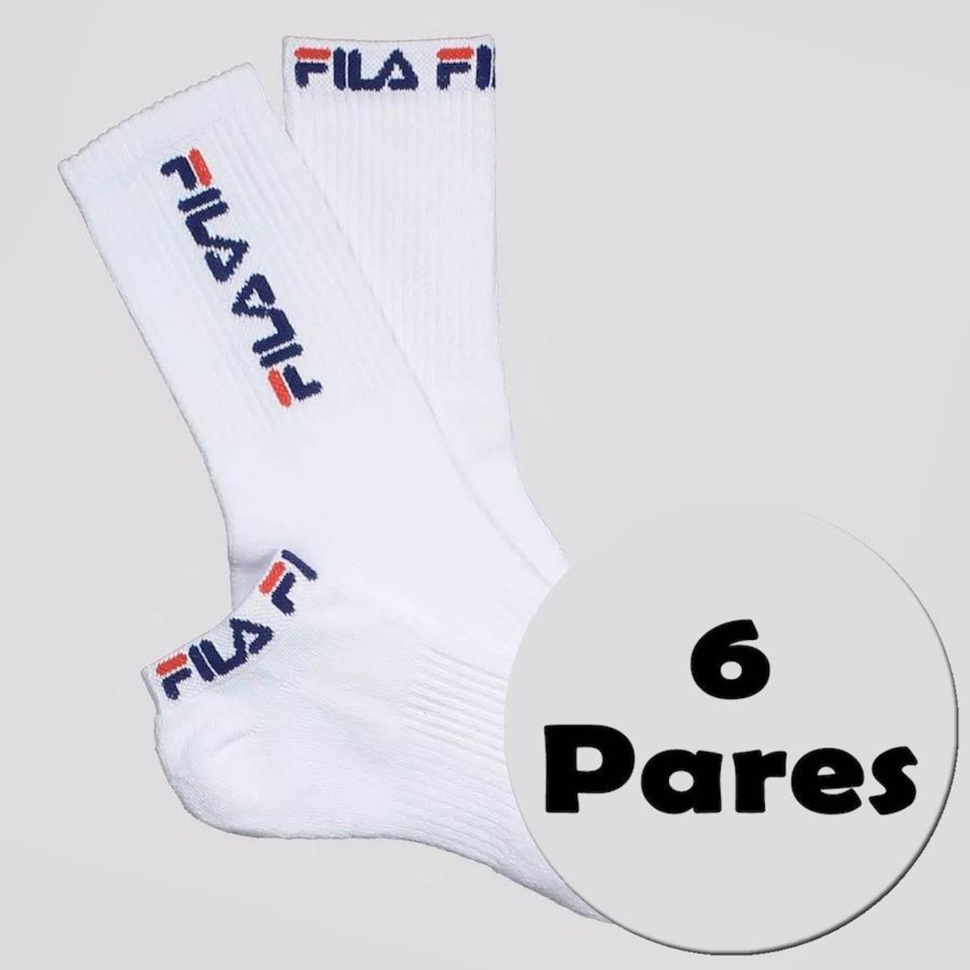 Kit Meias Fila com 6 Pares Cano Curto - Adulto - Foto 1