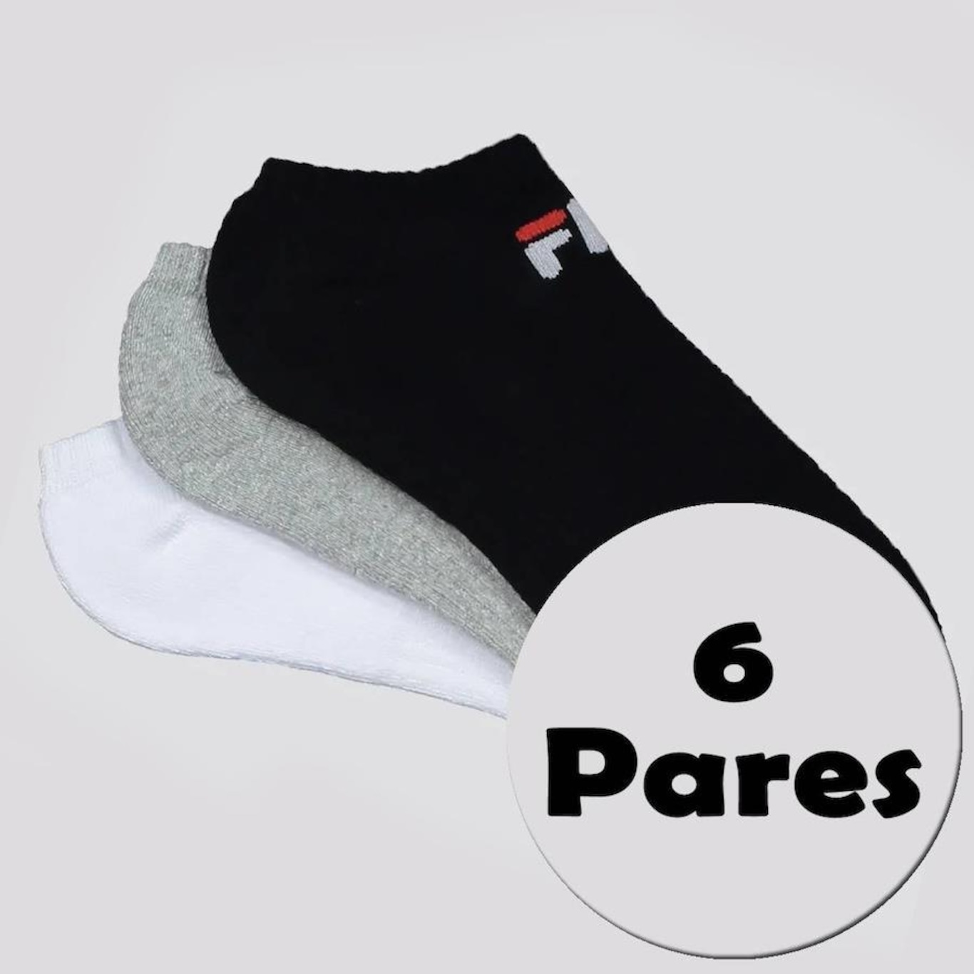 Kit Meias Fila com 6 Pares Cano Curto - Adulto - Foto 1