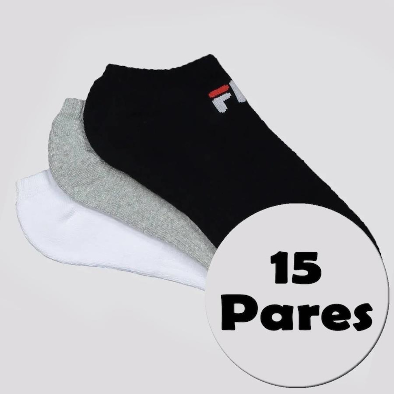 Kit Meias Fila com 15 Pares Cano Curto - Adulto - Foto 1