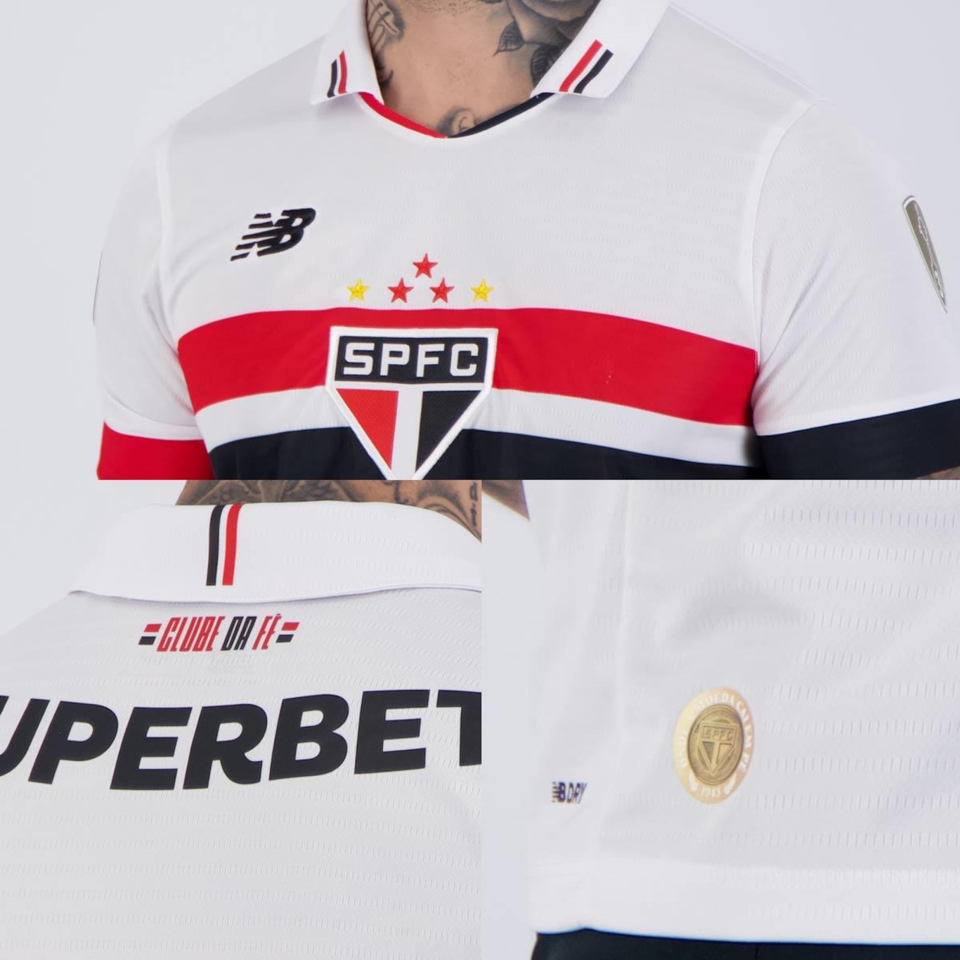 Camisa do São Paulo I 2024 com Patrocínio Patch Libertadores New Balance - Masculina - Foto 5