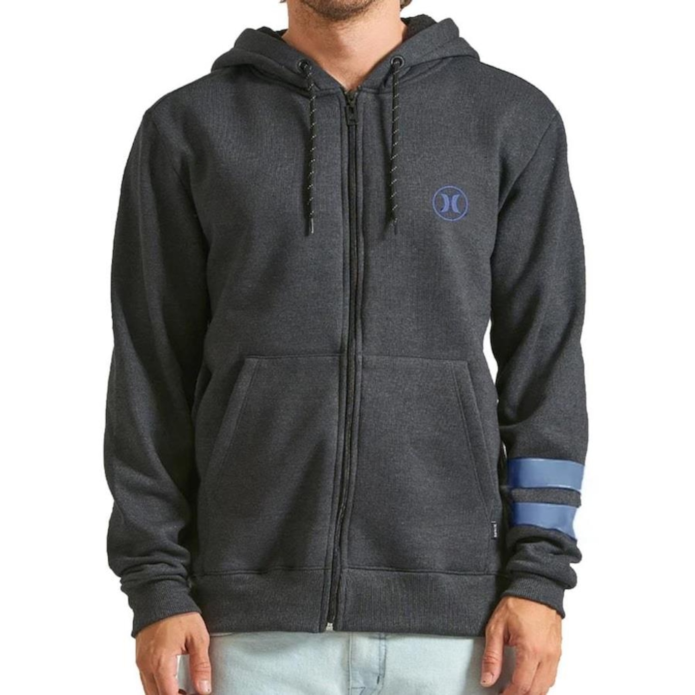 Jaqueta de Moletom com Capuz Hurley Aberto Circle Icon - Masculino - Foto 1