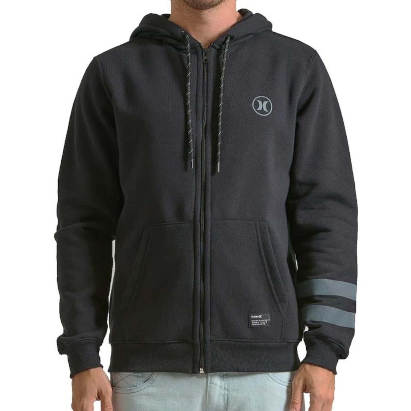 Jaqueta de Moletom com Capuz Hurley Aberto Circle Icon - Masculino - Foto 1