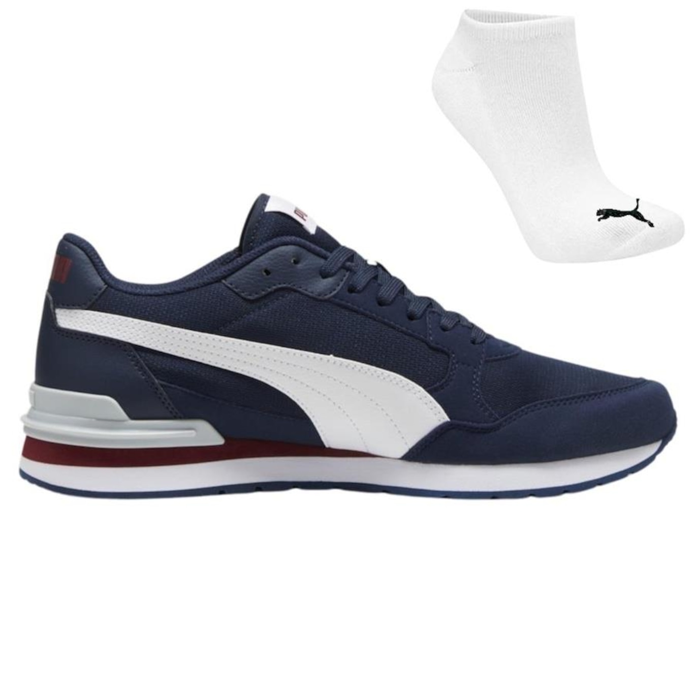 Kit Tênis Puma St Runner V4 Mesh + Meia - Masculino - Foto 1