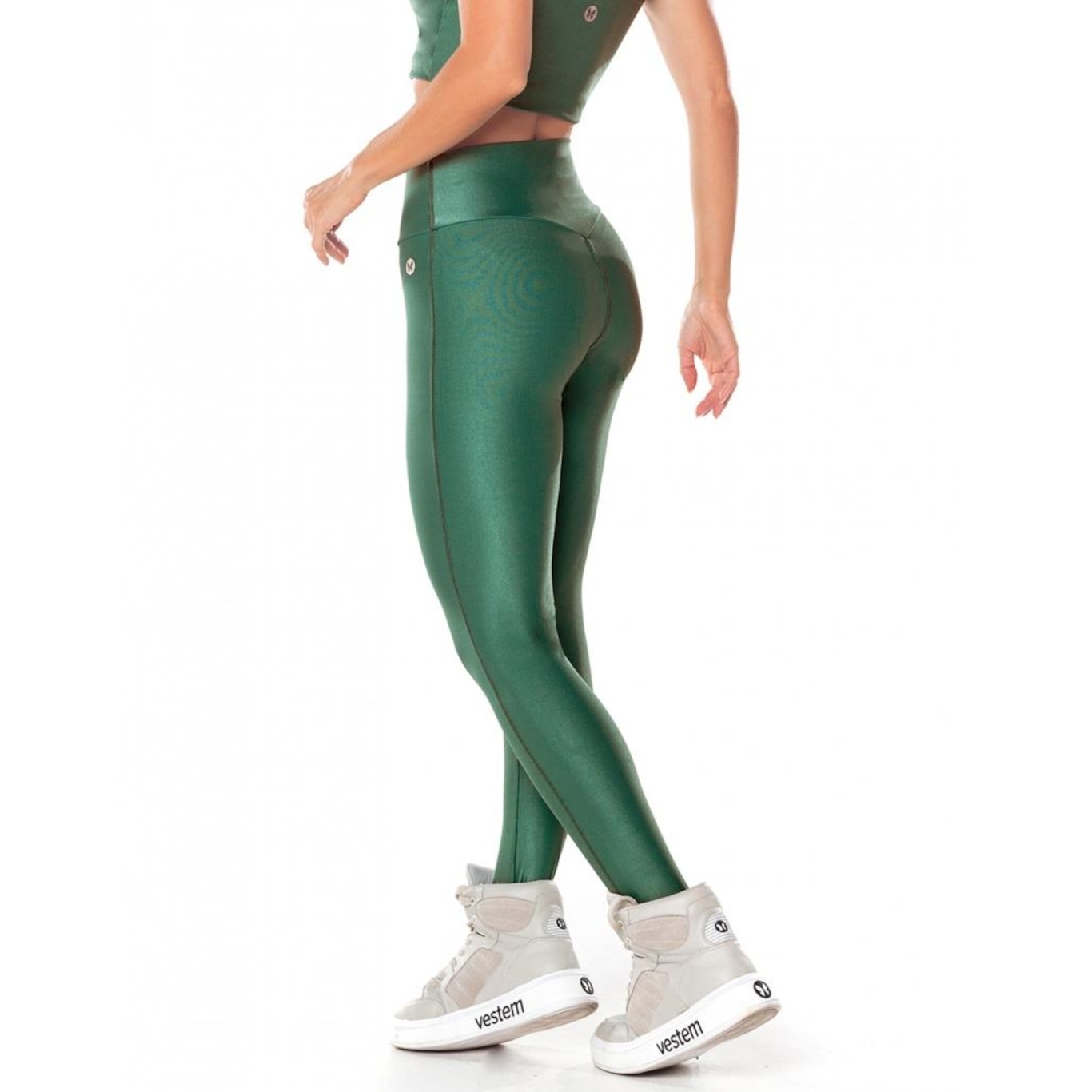 Calça Legging Fuso Cós Vestem Coração Lily Verde Salvia Vestem - Foto 2