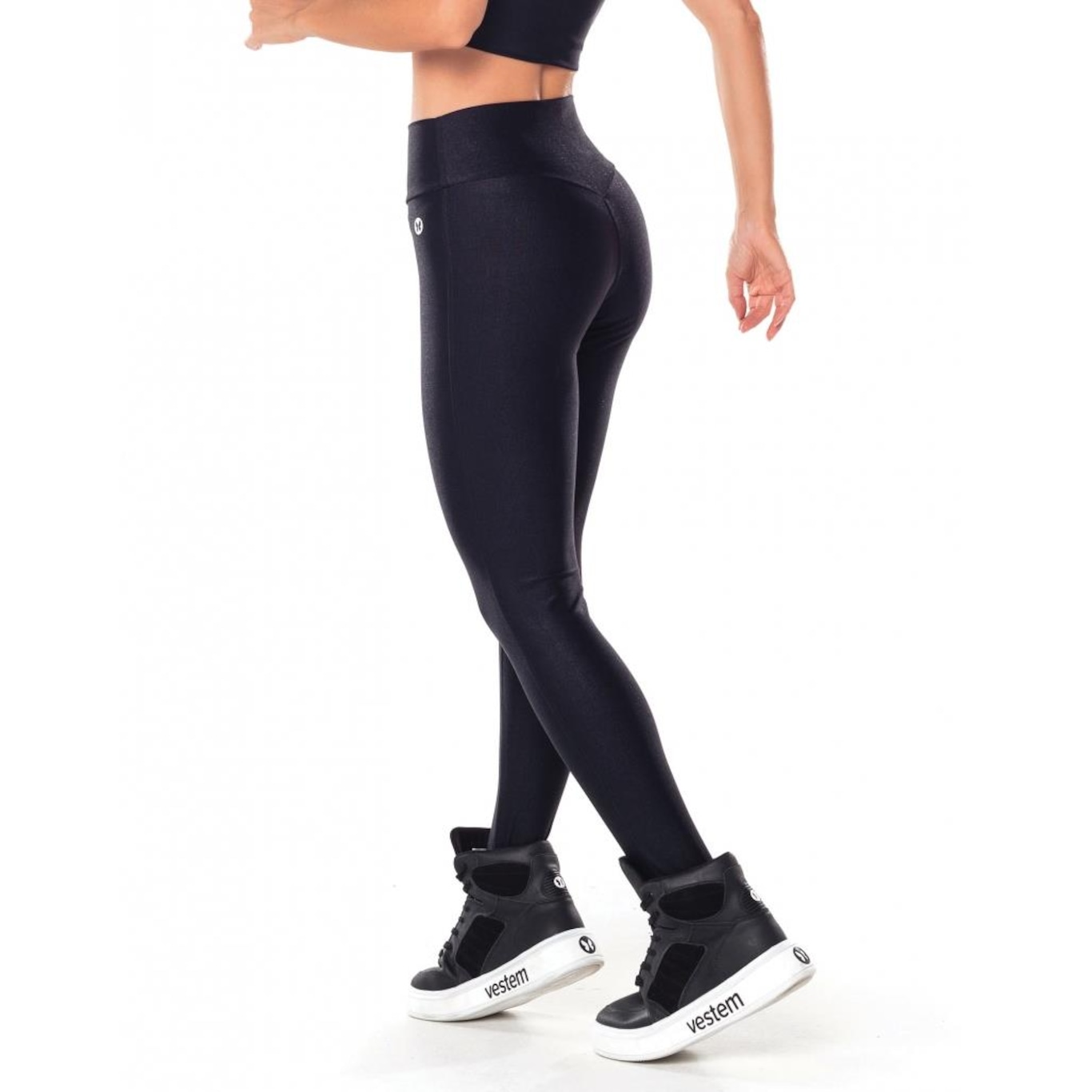 Calça Legging Fuso Cós Vestem Coração Lily Preto Vestem - Foto 2