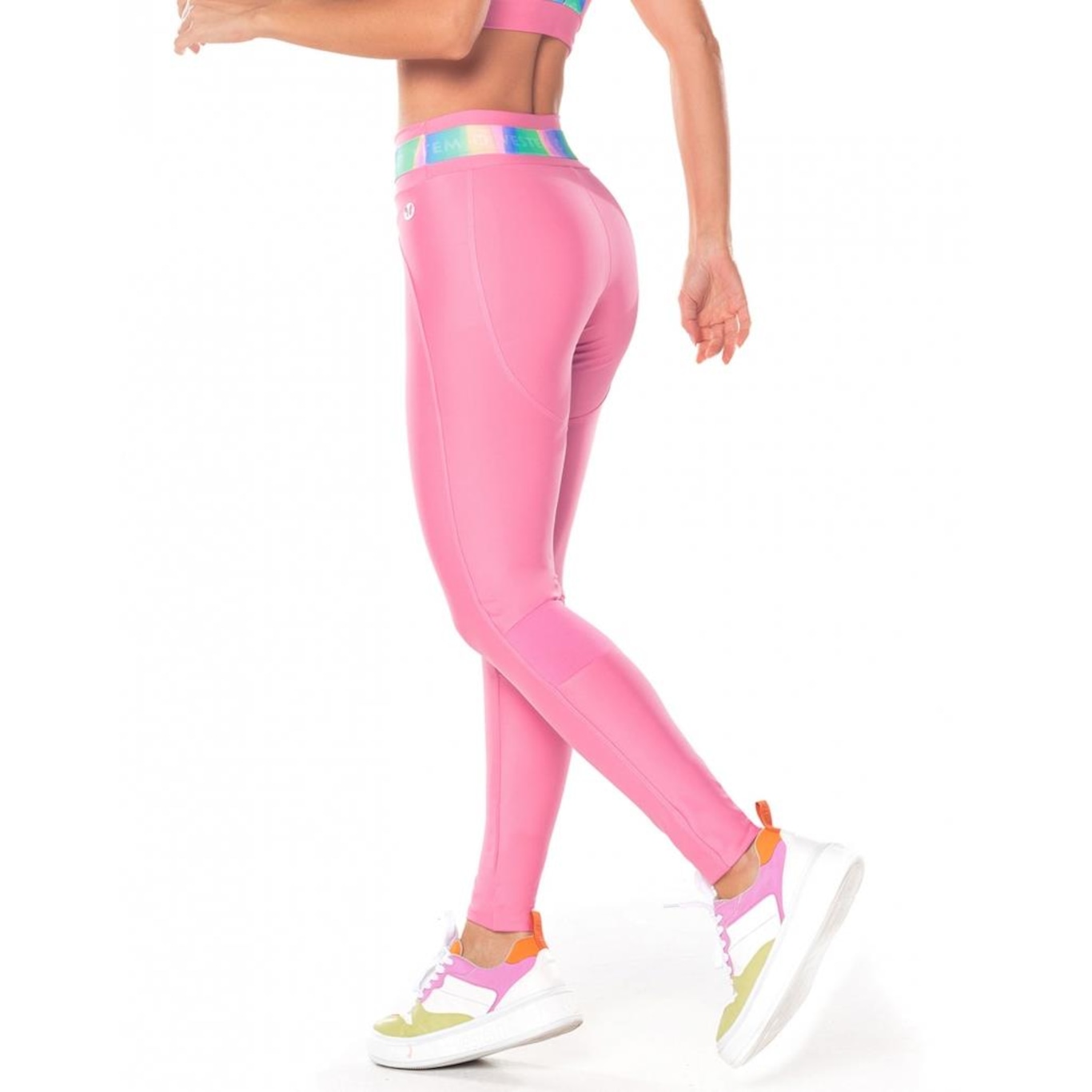 Calça Legging Fuso Cós Vestem Elastico Daisy Rosa Candy Vestem - Foto 2