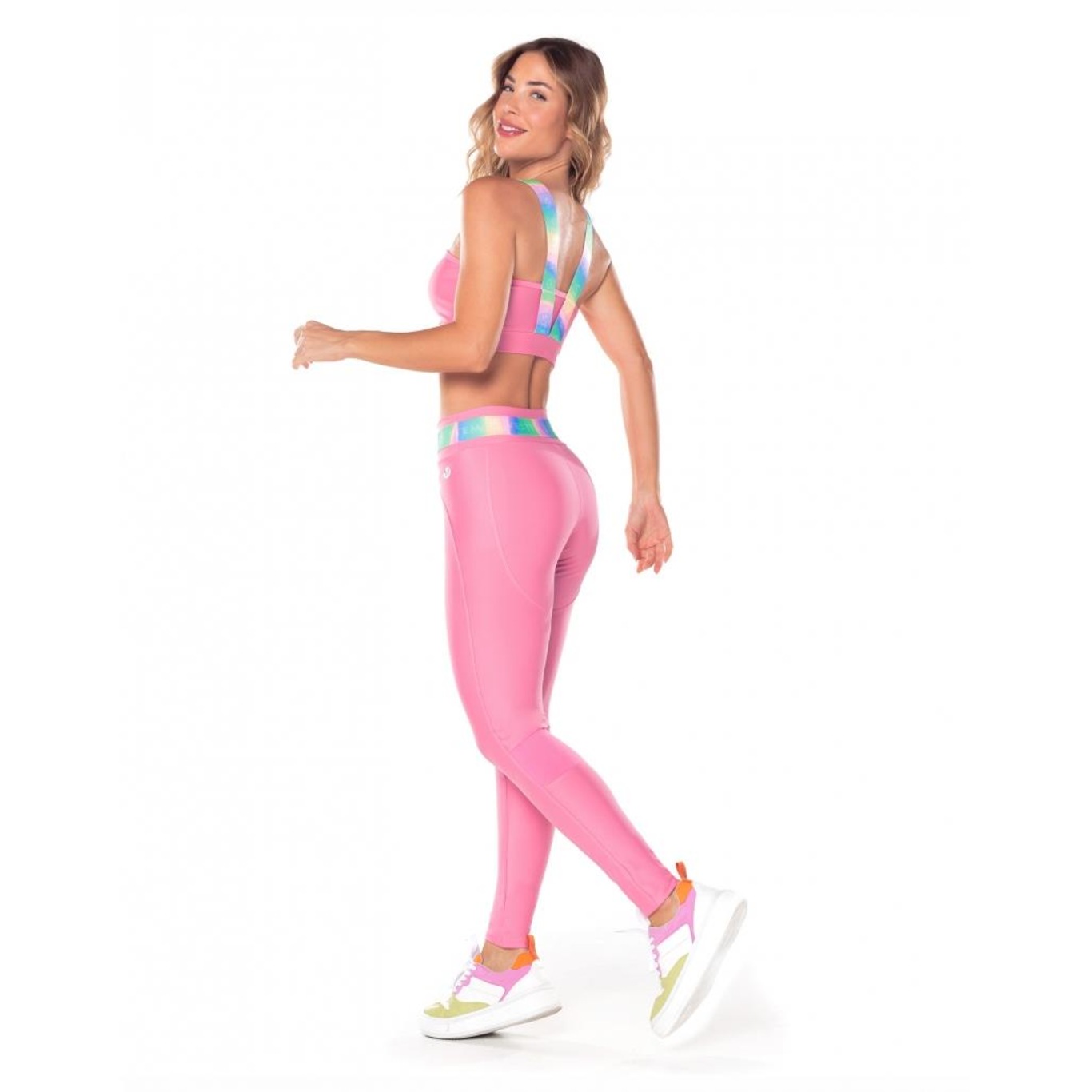 Calça Legging Fuso Cós Vestem Elastico Daisy Rosa Candy Vestem - Foto 4