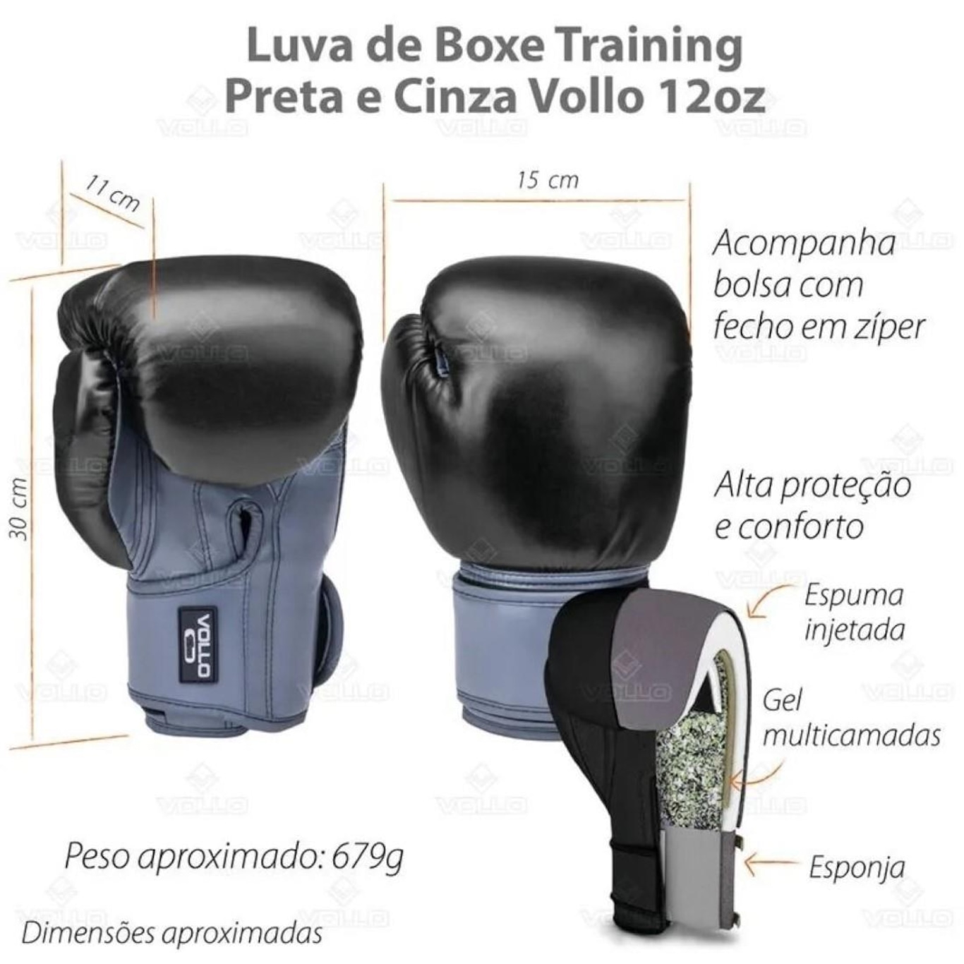 Luva de Boxe Muay Thai Vollo Training - Foto 4