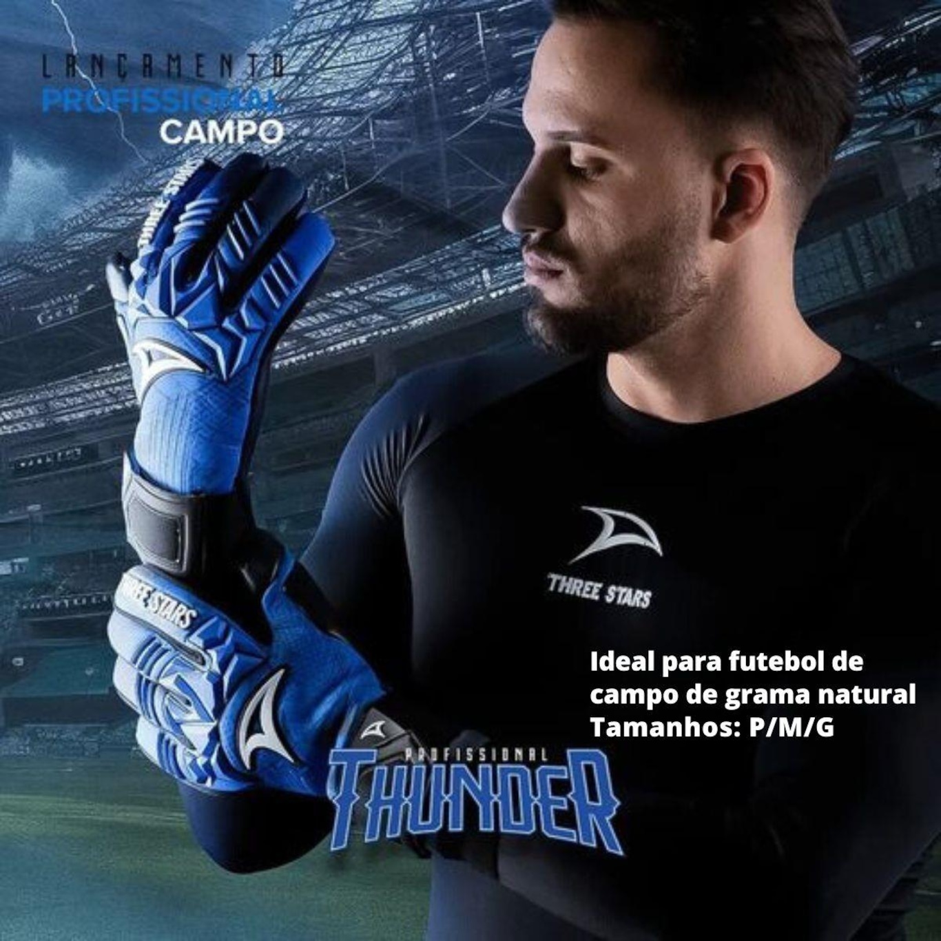 Luva de Goleiro Three Stars Thunder - Adulto - Foto 3