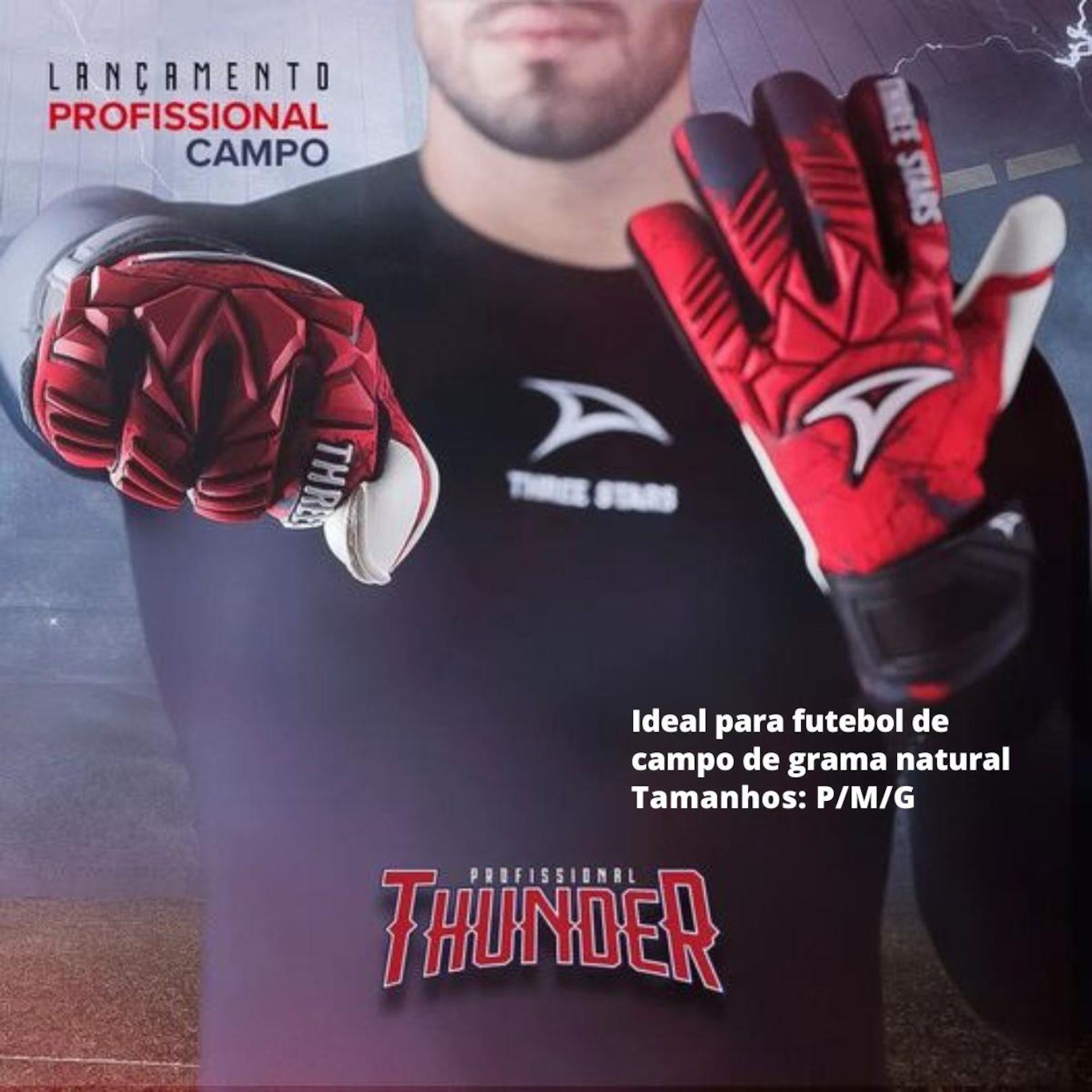 Luva de Goleiro Three Stars Thunder - Adulto - Foto 3