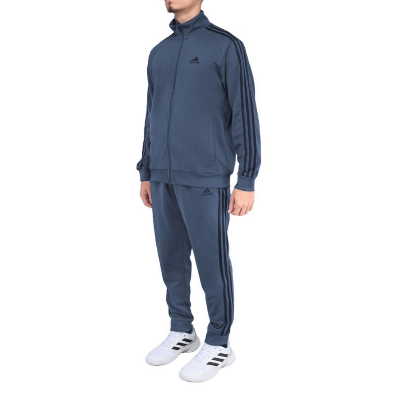 Agasalho adidas Malha Basic 3 Stripes - Masculino - Foto 1