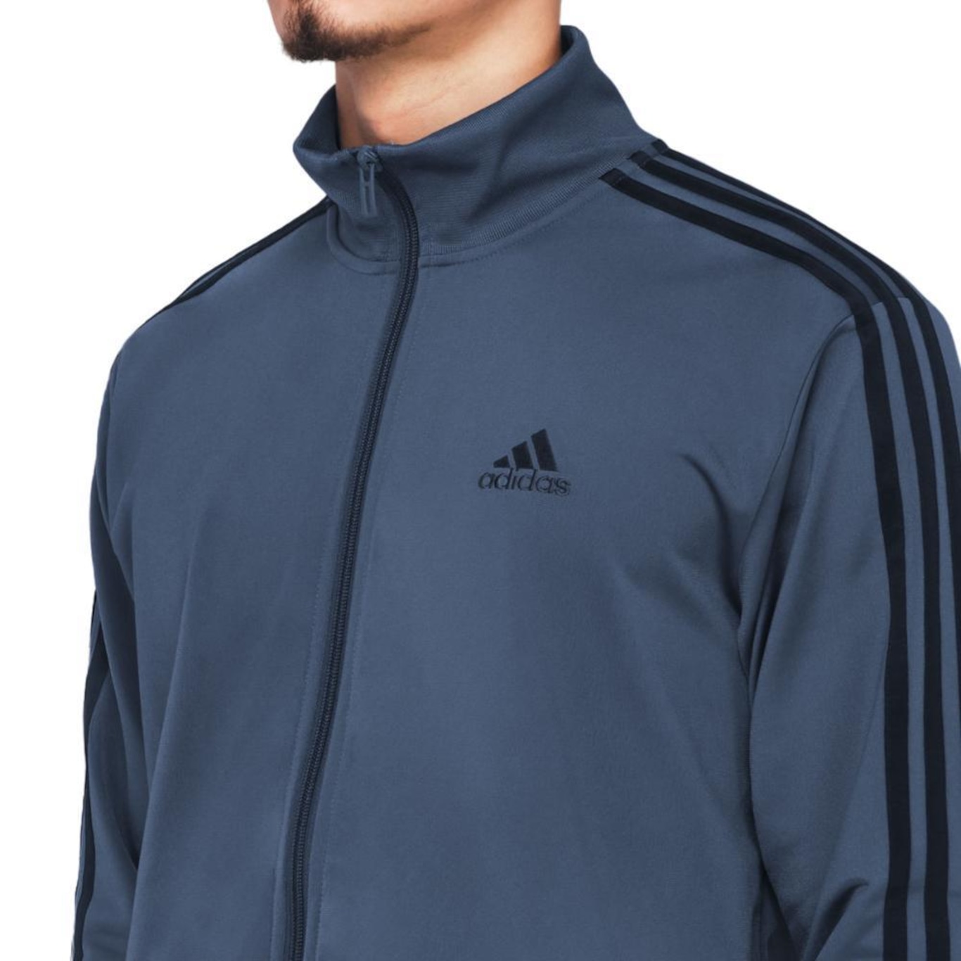 Agasalho adidas Malha Basic 3 Stripes - Masculino - Foto 4