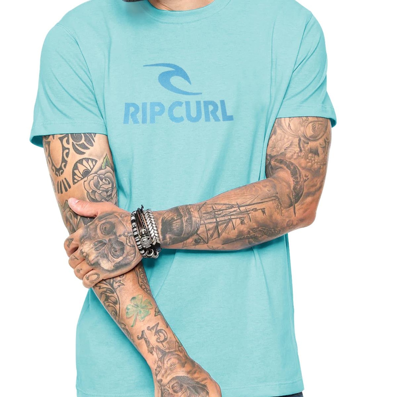 Camiseta Rip Curl Icon Logo Tee Sky - Masculina - Foto 3