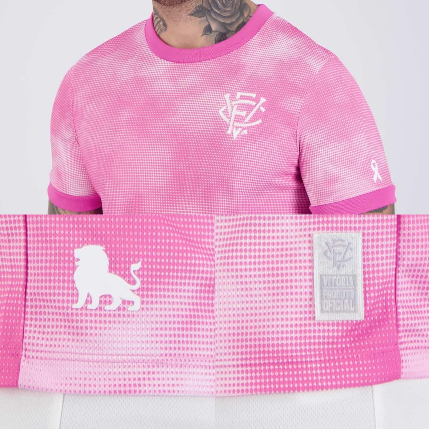 Camisa do Vitória Leão Imperial Outubro Rosa - Masculina - Foto 5