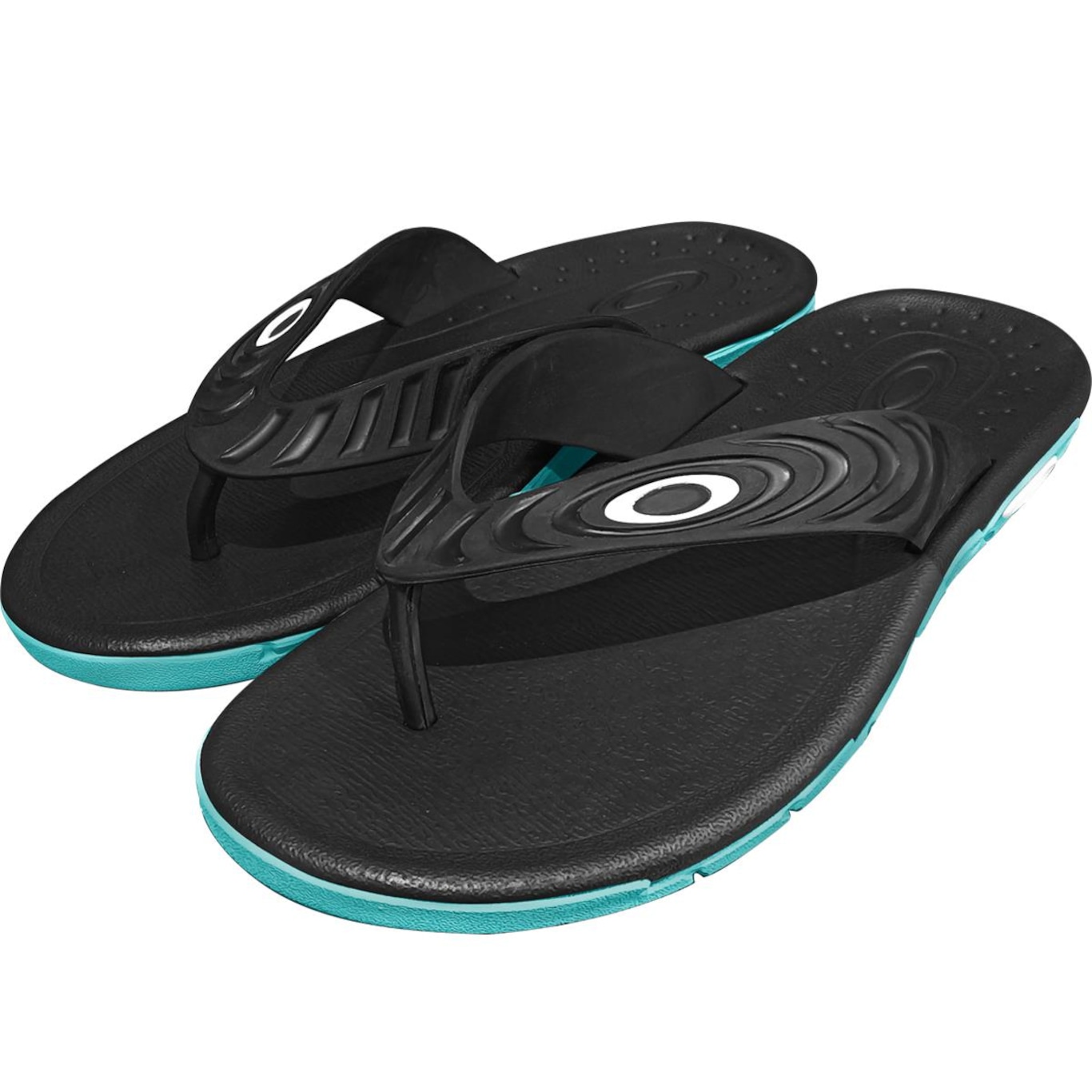 Chinelo Oakley Crowd Black Turquoise - Masculino - Foto 1