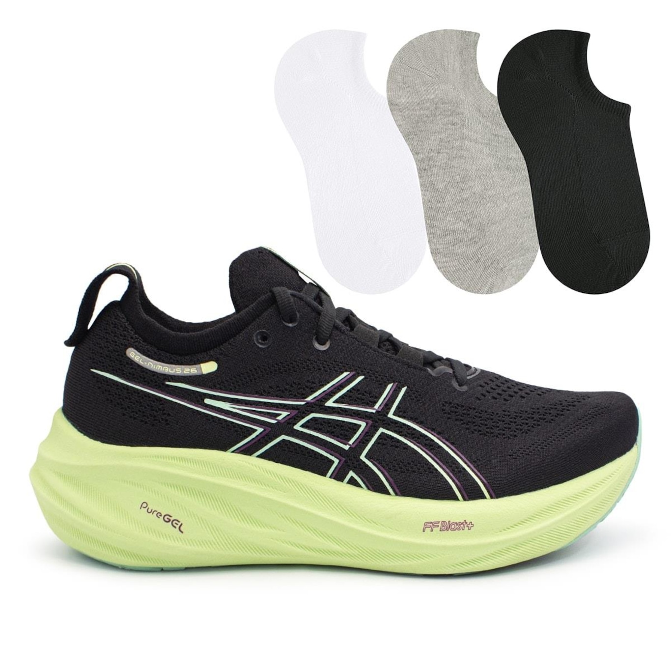 Kit Tênis Asics Gel-Nimbus 26 + 3 Pares de Meias - Feminino - Foto 1