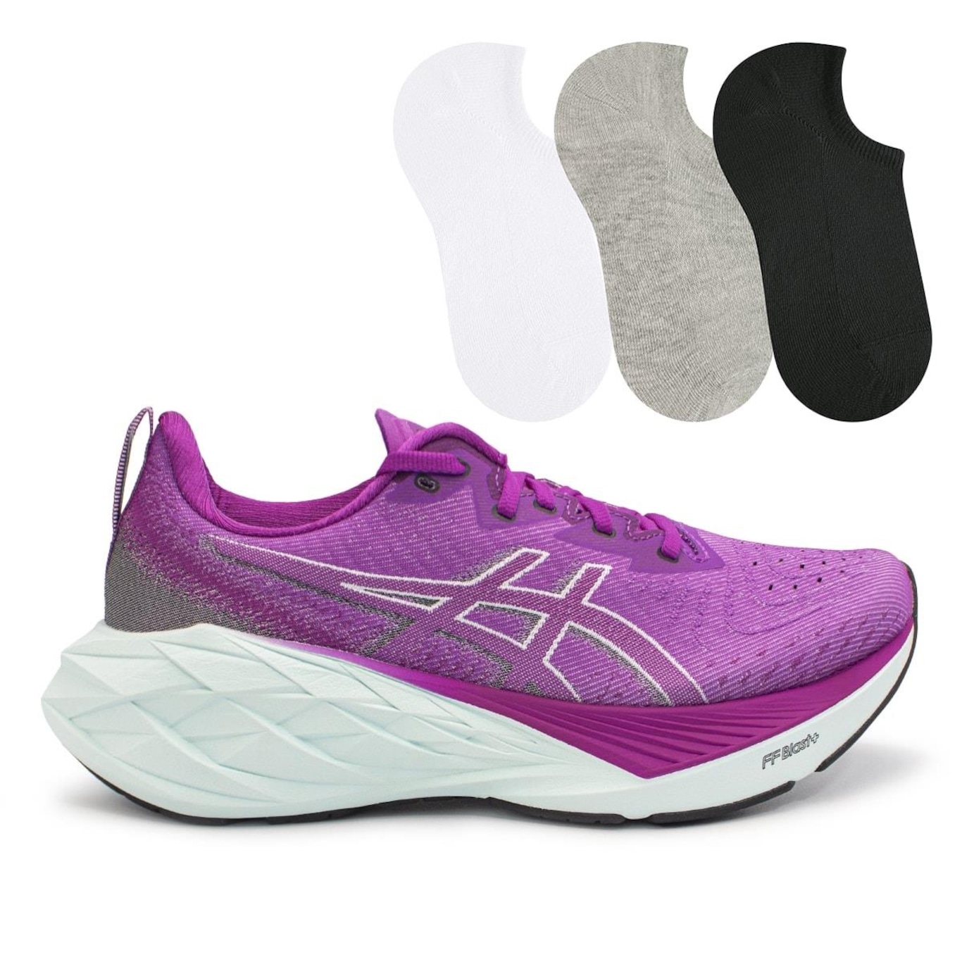 Tênis Asics Novablast 4 + 3 Pares de Meias - Feminino - Foto 1