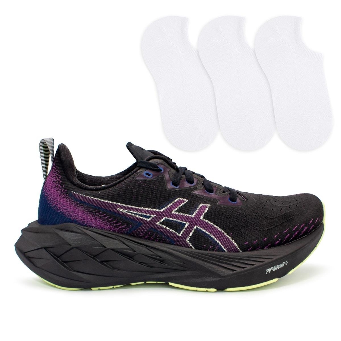 Tênis Asics Novablast 4 + 3 Pares de Meias - Feminino - Foto 1