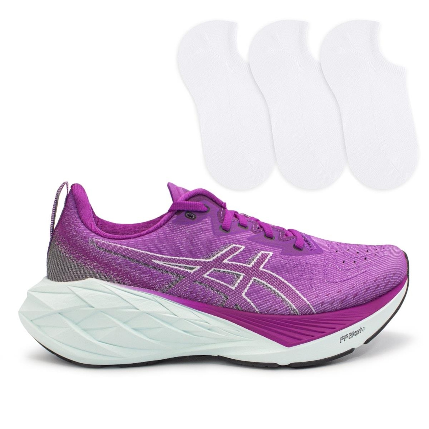 Tênis Asics Novablast 4 + 3 Pares de Meias - Feminino - Foto 1