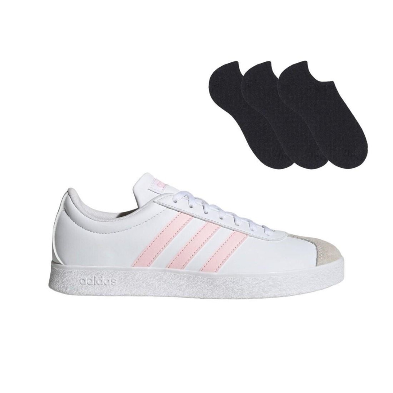 Kit Tênis adidas Vl Court Base + 3 Pares de Meias - Masculino - Foto 1