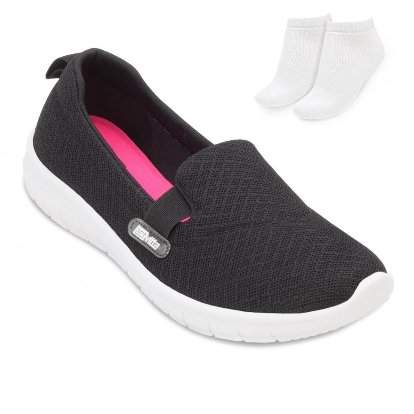 Kit Tênis Slip On Actvitta + Meia Feminino - Foto 1