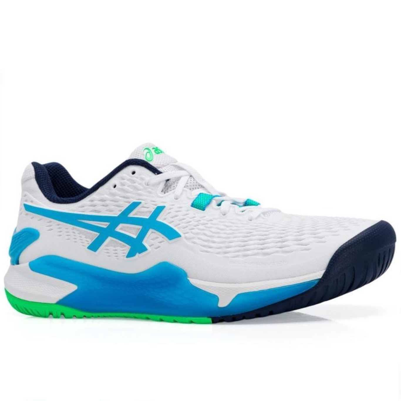 Tênis Asics Gel Resolution 9 All Court Branco AzulLimão - Foto 6