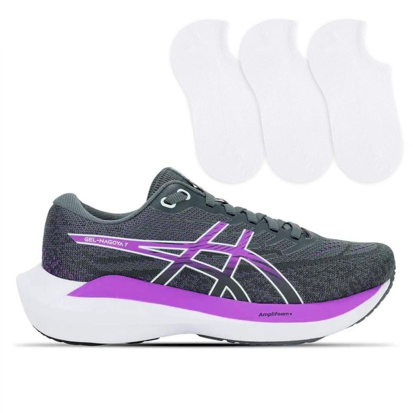 Kit Tênis Asics Gel-Nagoya 7 Corrida + 3 Pares de Meias Feminino - Foto 1