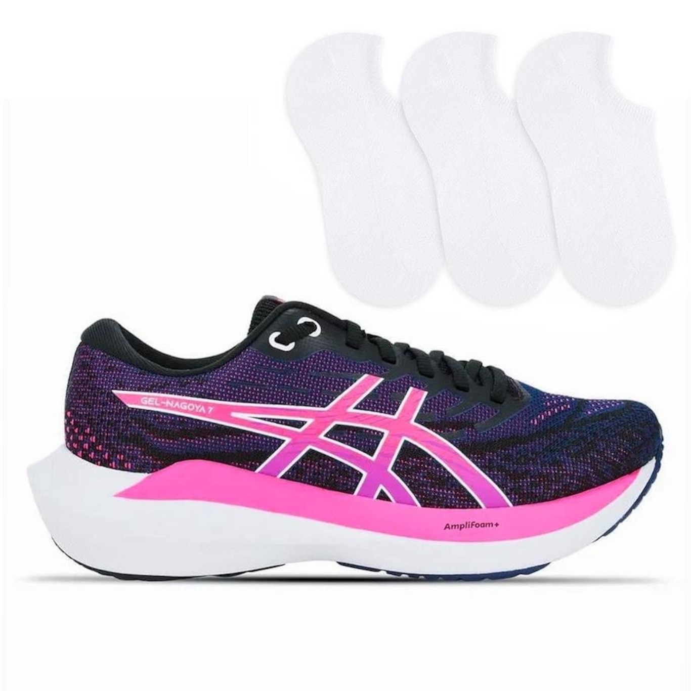 Kit Tênis Asics Gel-Nagoya 7 Corrida + 3 Pares de Meias Feminino - Foto 1