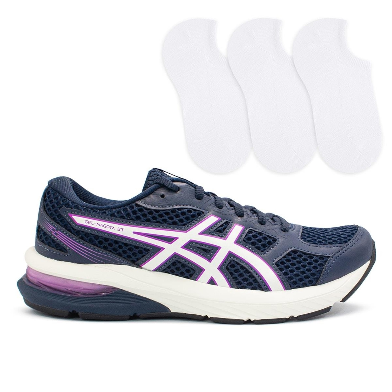 Kit Tênis Asics Gel-Nagoya St + 3 Pares de Meias Feminino - Foto 1