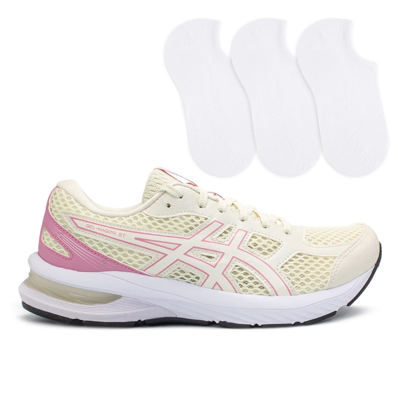 Kit Tênis Asics Gel-Nagoya St + 3 Pares de Meias Feminino - Foto 1