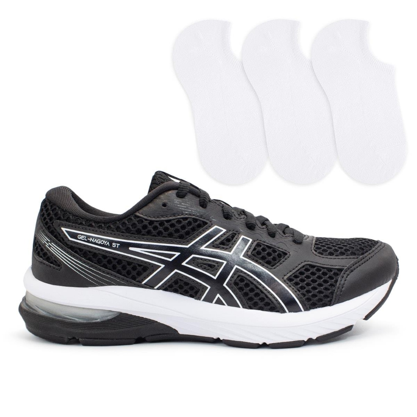 Kit Tênis Asics Gel-Nagoya St + 3 Pares de Meias Feminino - Foto 1