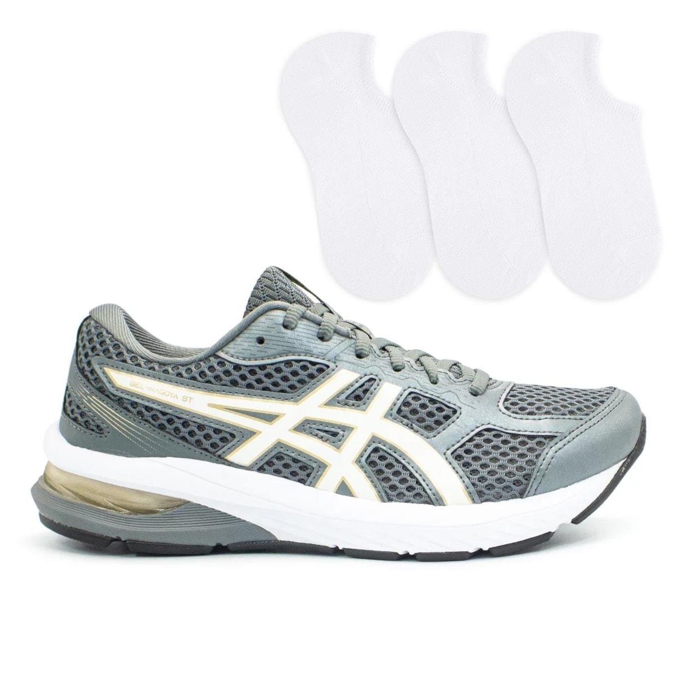 Kit Tênis Asics Gel-Nagoya St + 3 Pares de Meias Feminino - Foto 1