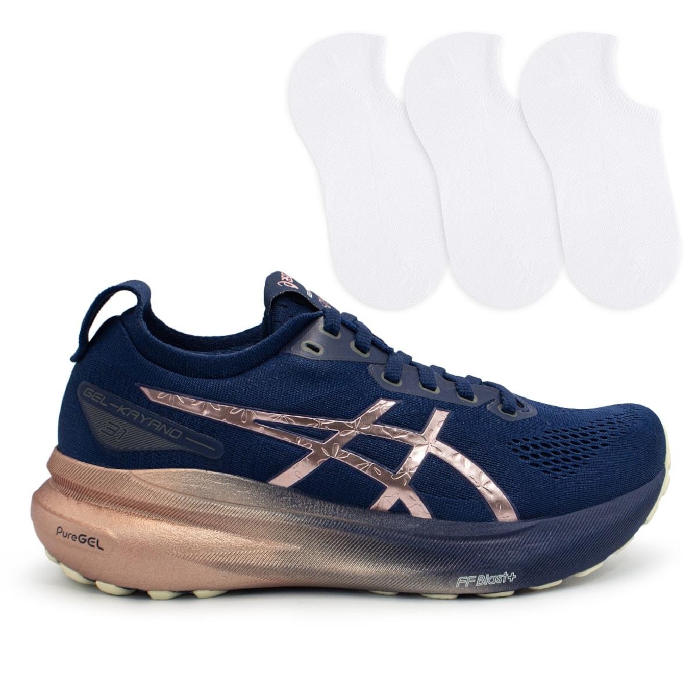 Kit Tênis Asics Gel-Kayano 31 Platinum + 3 Pares de Meias Feminino - Foto 1